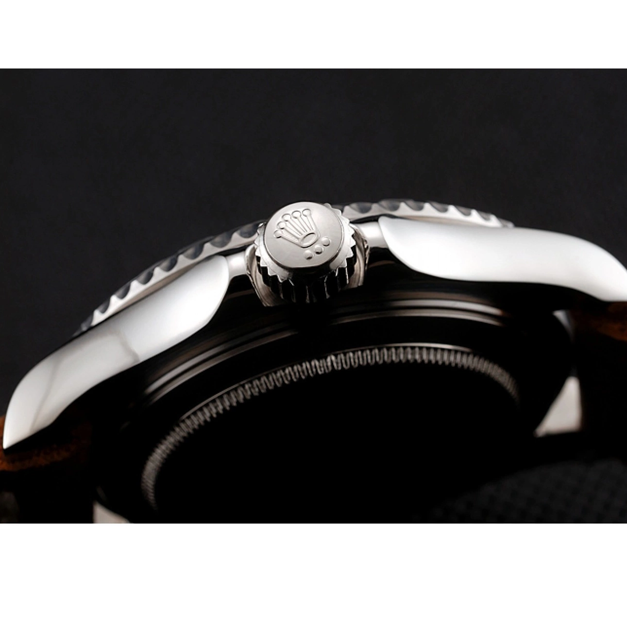 Aaa replica watch Bracelet Brown Leather 1453859 Master Dial Yacht Case Silver Rolex Black 0822